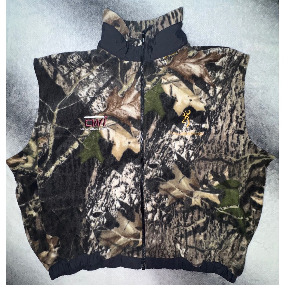 (B3) Browning Mens Camo Fleece Vest XL X-Change System Halliburton CWI 305-731